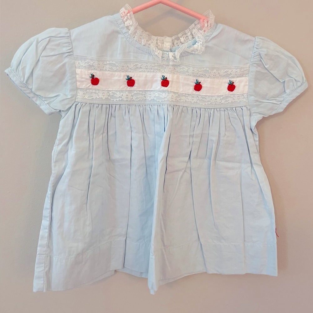 Grace & James Light Blue Dress with Embroidered Pumpkins and Lace Size 9 Months